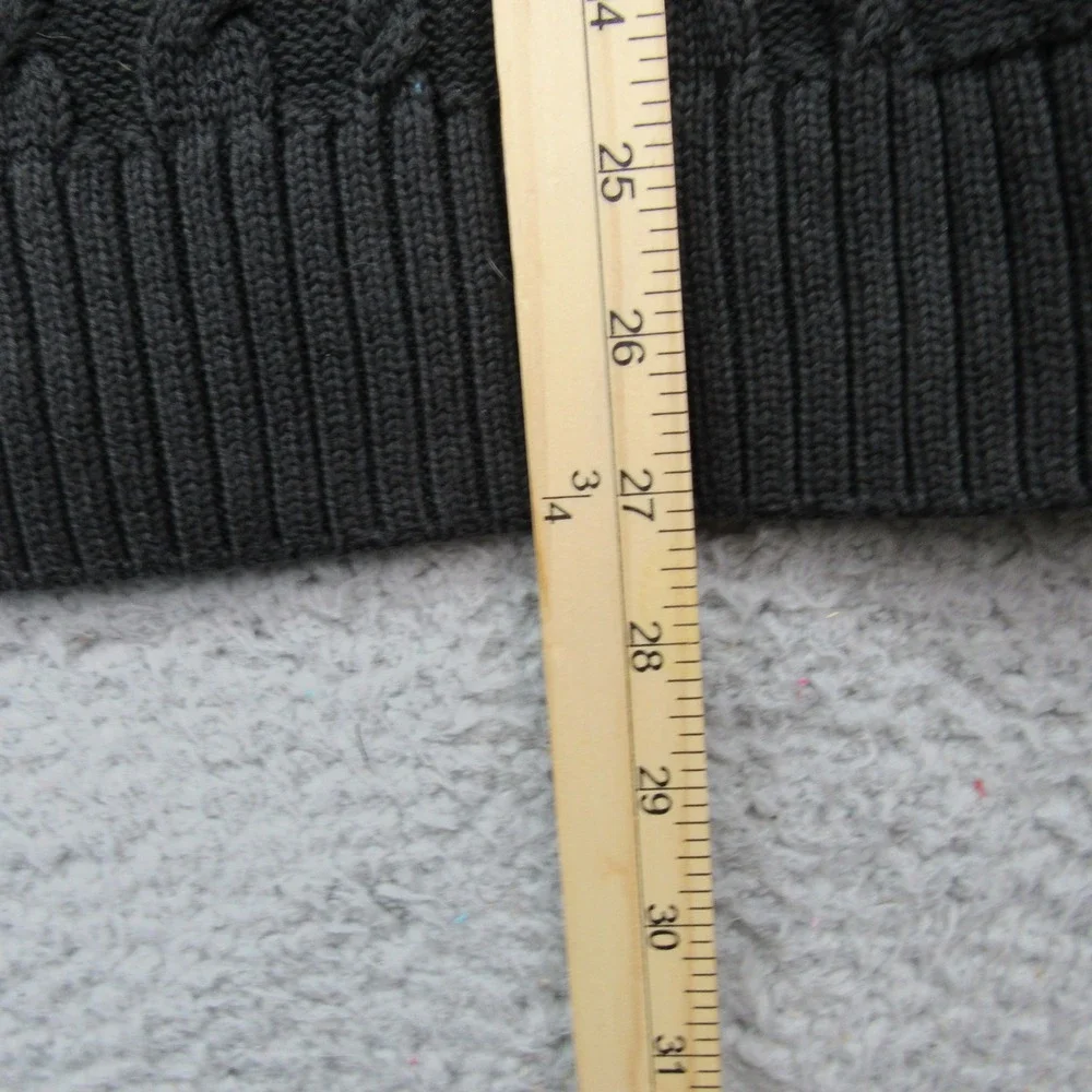 LLBean Mens Dark Gray Cable Knit Full Zip Mock Neck‎ Sweater XL